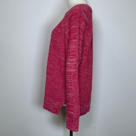 GAP 100% Cotton Misty Rose Marled Sweater Split Hem Women’s Size Medium - Picture 3 of 9